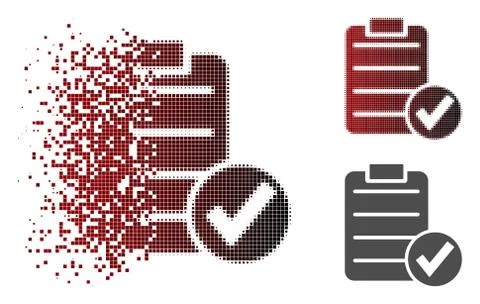 Moving Pixel Halftone Approve Test Icon Stock Illustration
