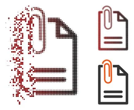Moving Pixel Halftone Attach Document Icon Stock Illustration