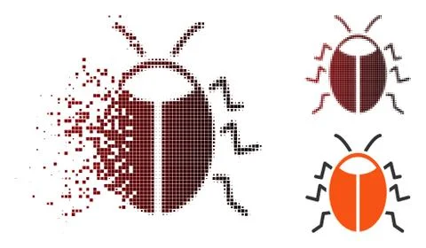 Moving Pixel Halftone Bug Icon Stock Illustration