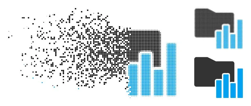 Moving Pixel Halftone Charts Folder Icon Stock Illustration