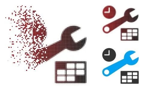 Moving Pixel Halftone Date And Time Setup Icon Stock Illustration