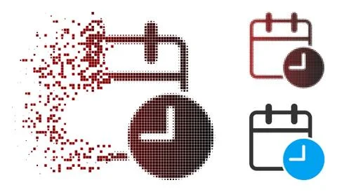Moving Pixel Halftone Date Time Icon Stock Illustration