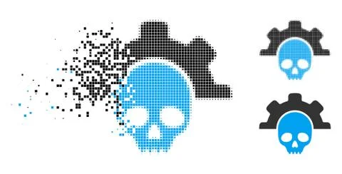 Moving Pixel Halftone Dead Tools Icon Illustrazione stock