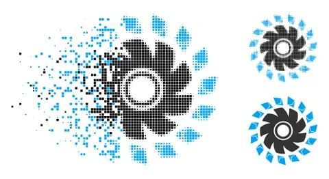 Moving Pixel Halftone Ethereum Propeller Icon Illustrazione stock