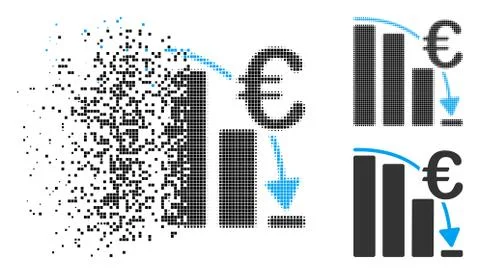 Moving Pixel Halftone Euro Epic Fail Crisis Icon Illustrazione stock