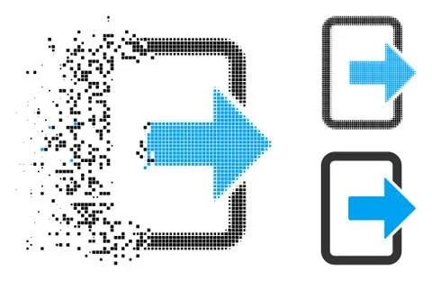 Moving Pixel Halftone Exit Door Icon 库存插图