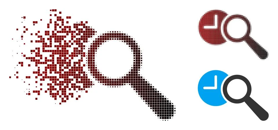 Moving Pixel Halftone Find Time Icon Stock Illustration