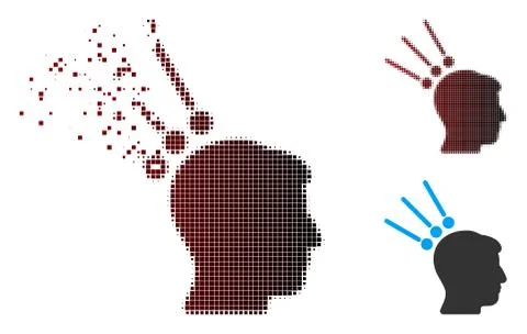 Moving Pixel Halftone Head Test Connectors Icon Stock Illustration