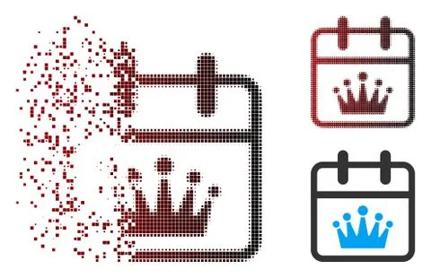 Moving Pixel Halftone King Day Icon Stock Illustration