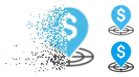 Moving Pixel Halftone Money Target Icon Stock Illustration
