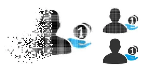 Moving Pixel Halftone Panhandler Icon Stock Illustration