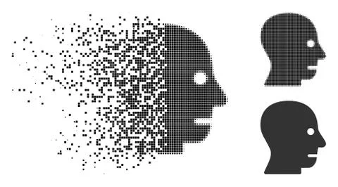 Moving Pixel Halftone Patient Head Icon Stock Illustration