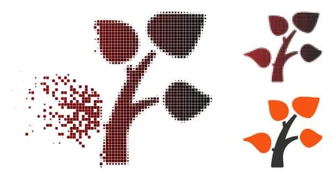 Moving Pixel Halftone Plant Tree Icon Illustrazione stock