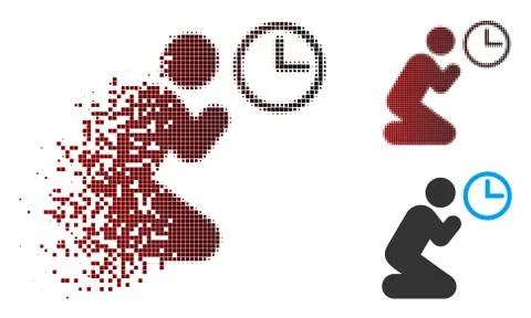 Moving Pixel Halftone Pray Time Icon Stock Illustration