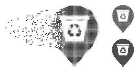 Moving Pixel Halftone Recycle Bin Marker Icon 库存插图