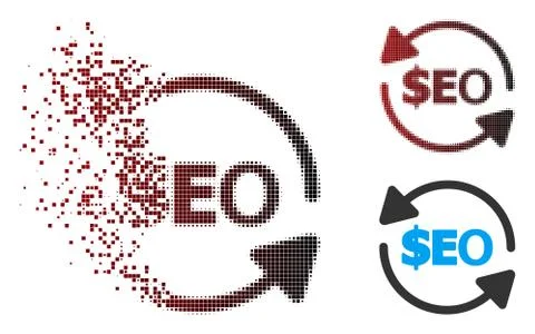 Moving Pixel Halftone Refresh Seo Icon Stock Illustration