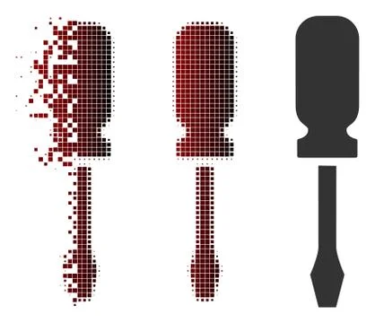Moving Pixel Halftone Screwdriver Icon Stock Illustration