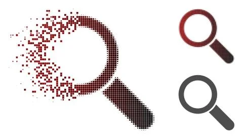 Moving Pixel Halftone Search Tool Icon Stock Illustration