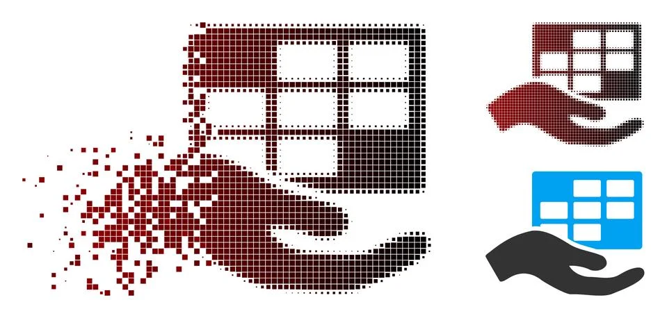 Moving Pixel Halftone Service Schedule Icon Illustrazione stock