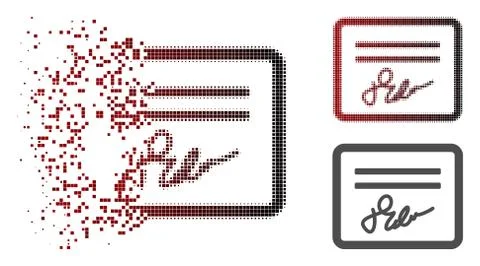 Moving Pixel Halftone Signed Cheque Icon Illustrazione stock