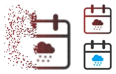Moving Pixel Halftone Snow Day Icon Illustrazione stock