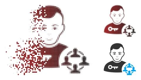 Moving Pixel Halftone Social Engineer Icon Stockillustratie