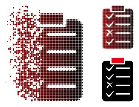 Moving Pixel Halftone Task List Icon Stock Illustration