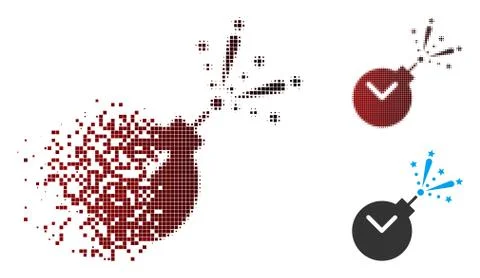 Moving Pixel Halftone Time Fireworks Charge Icon Stock Illustration
