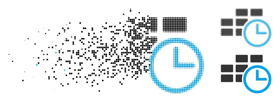 Moving Pixel Halftone Time Table Icon Stock Illustration