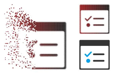 Moving Pixel Halftone Todo Items Calendar Page Icon Illustrazione stock