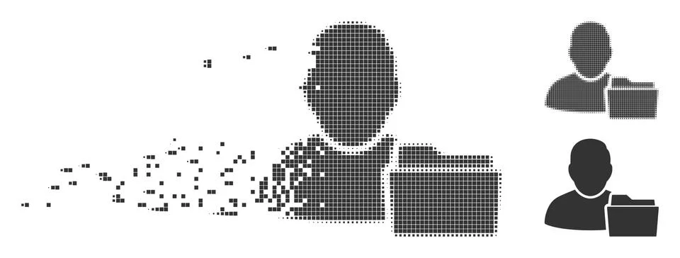 Moving Pixel Halftone User Document Folder Icon Stock Illustration