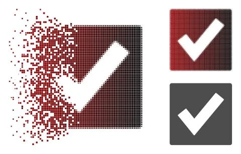 Moving Pixel Halftone Valid Icon Stock Illustration