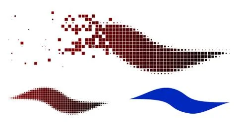 Moving Pixel Halftone Wave Shape Icon 스톡 일러스트