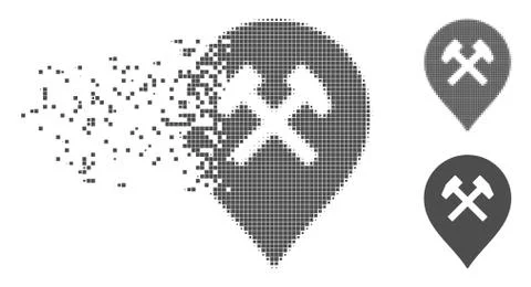Moving Pixel Halftone Workshop Marker Icon Stock Illustration