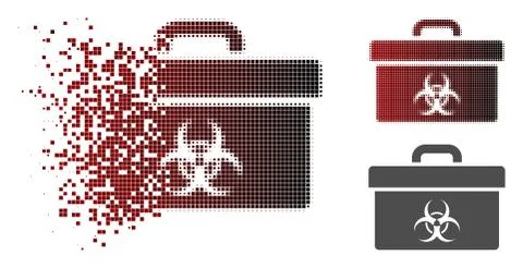 Moving Pixelated Halftone Biohazard Toolbox Icon 스톡 일러스트