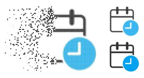 Moving Pixelated Halftone Date Time Icon Stock Illustration