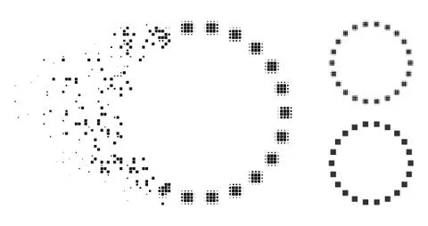 Moving Pixelated Halftone Dotted Circle Icon Ilustración de archivo