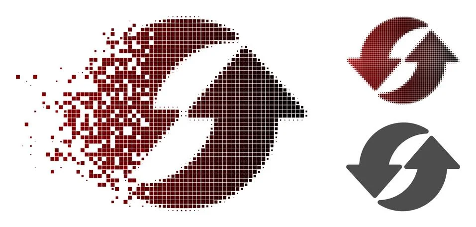 Moving Pixelated Halftone Refresh Icon Stock Illustration