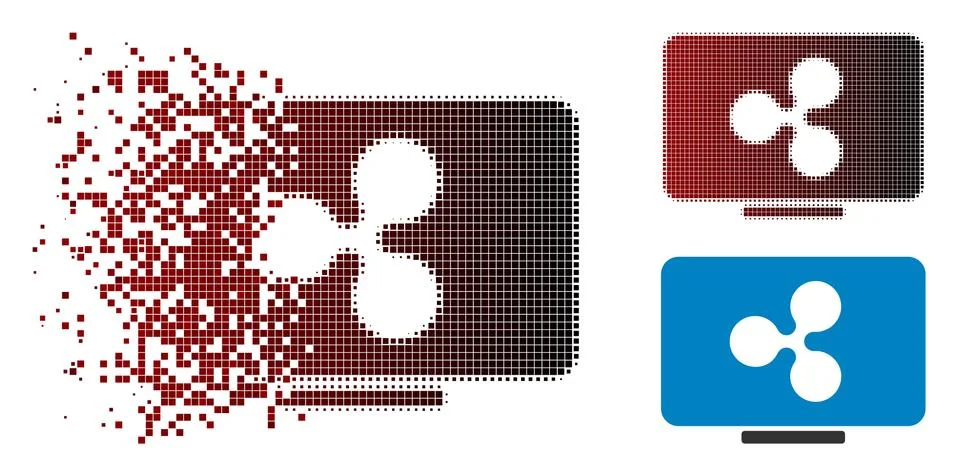 Moving Pixelated Halftone Ripple Display Icon Stock Illustration