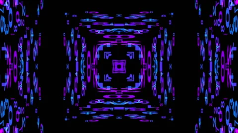 Moving a plurality of blue and pink numbers in the rectangular tunnel. On a blac Stock Footage 48906257