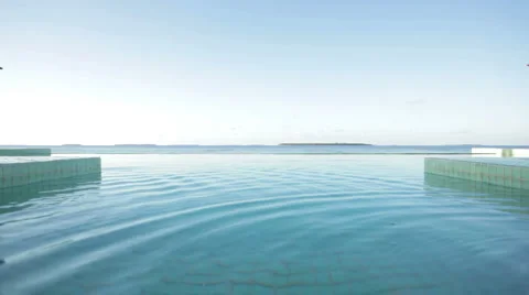 Moving pool surface in front of ocean Stock Footage 1017071