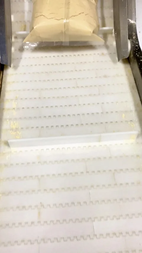 Moving Powder Package Through Conveyor In Light Color Environment Stock Footage 333306804