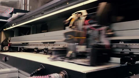 Moving print head of a large printing press. Stock Footage 130238745