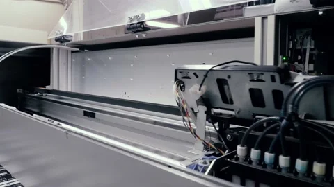 Moving print head of a large printing press. Stock Footage 130241479