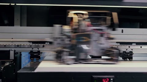 Moving print head of a large printing press. Stock Footage 130650311