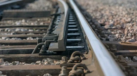 Moving a rail to change the way for train Video stock 46877013