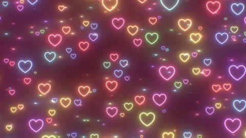 Moving Rainbow Heart Shape Outlines Glowing Neon Fluorescent Lights Stock Footage 171900321