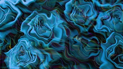 Moving random wavy texture in the form of blue roses. Psychedelic wavy animated  Stock Footage 274456003