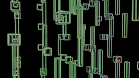 Moving rectangular chain blocks abstract technology background 4K 動画素材 297287168