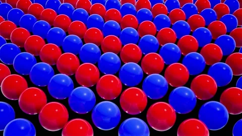 Moving Red and Blue Plastic Ball Array Group Loop Stock Footage 240319045